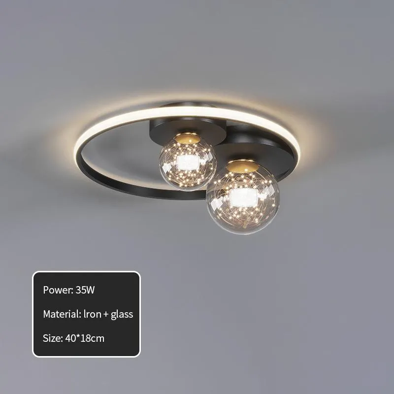 Plafondverlichting Moderne Led-lamp met zwarte ronde glazen bol Kroonluchter Dimbaar voor slaapkamer Woonkamer Keuken Binnendecoratie 280M