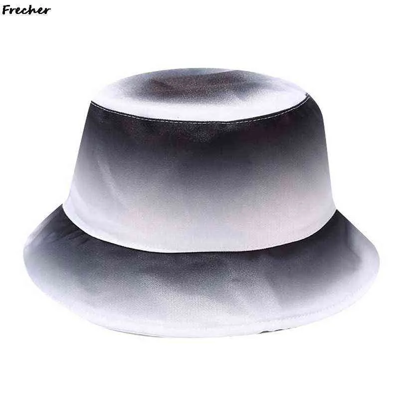 2021新しいファッション3Dプリント女性のバケツの帽子男性夏のパナマ帽子グラデーションカラー原宿ヒップホップキャップフィッシャーマンマン帽子G220311