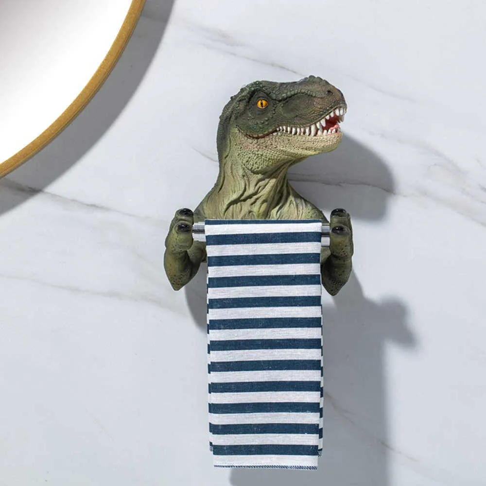 Bathroom Tissue Box Creative Resin Wall Rack Toilet Paper Holder Cartoon Dinosaur Towel Bedroom Roll Organizador 210709