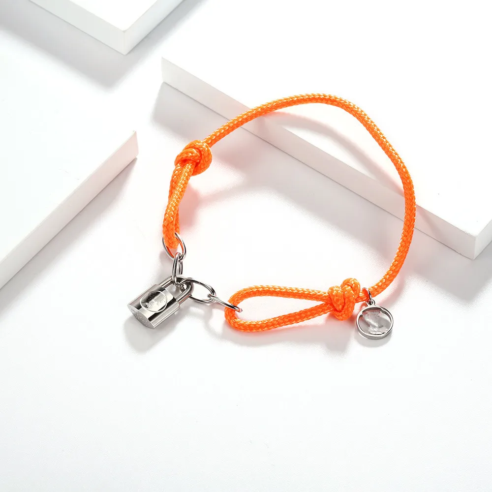 Unisex Fashion Classic Style Chain Lover Armband Lock Pendant Rostfritt stål Vit svart röd blå orange grön gul 8 färg RO309E
