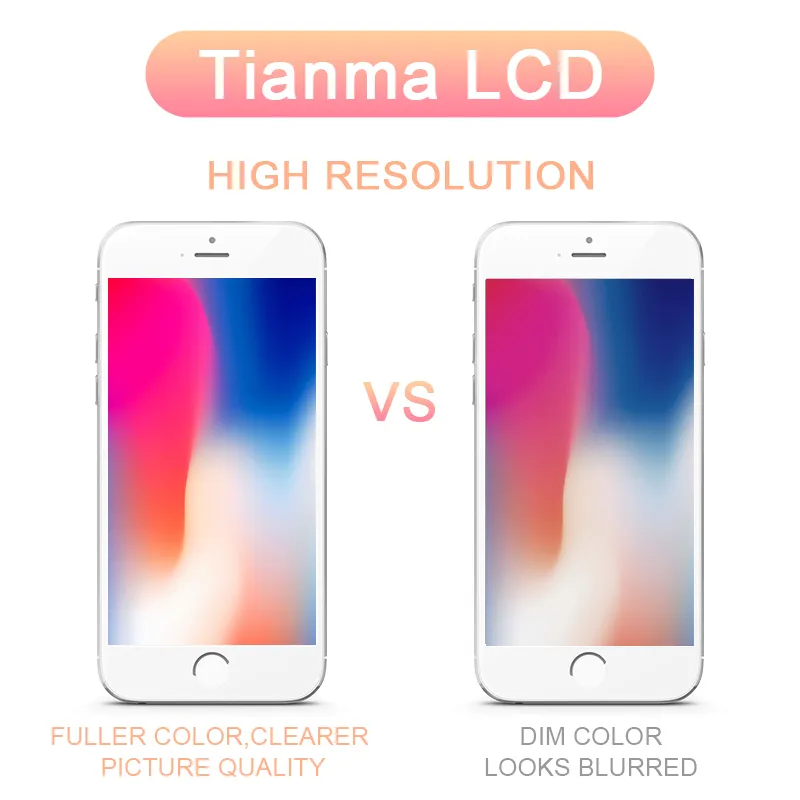 ORIWHIZ Tianma LCD для iPhone 5 5S 6 Plus 6s 7 8 Digitizer Assembly Сменный экран Чувствительный сенсорный Прочный качественный черный белый