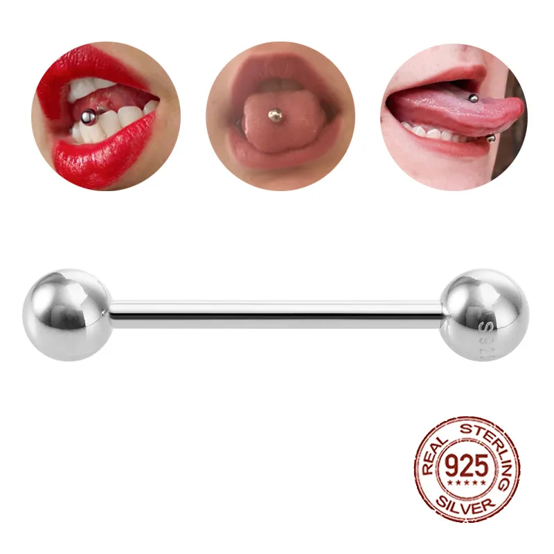 1 stück 925 Sterling Silber Piercing Nippel Hantel Zunge Bolzen Bars Ring Körper Schmuck Für Frauen Mädchen Durchbohrte Geschenk 14g