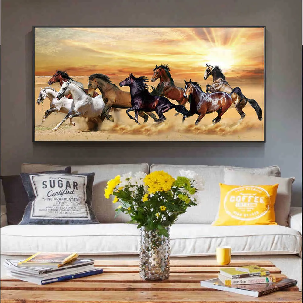 Paintings Running Horses Canvas For Bed Room Art Sunset Landscape Animals Posters And Prints Home Wall Decoration R5HL5858317