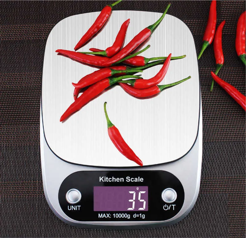 Bilancia da cucina elettronica Bilancia da cucina digitale in acciaio inossidabile da 22 libbre / 10 kg cottura al forno con display LCD 210927