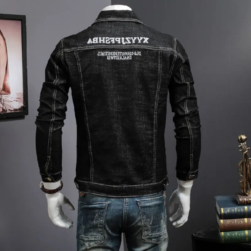 Primavera 2021 ropa de moda para hombres Casual Hip Hop masculino coreano ropa delgada bordado Slim Fit motocicleta chaqueta vaquera hombre