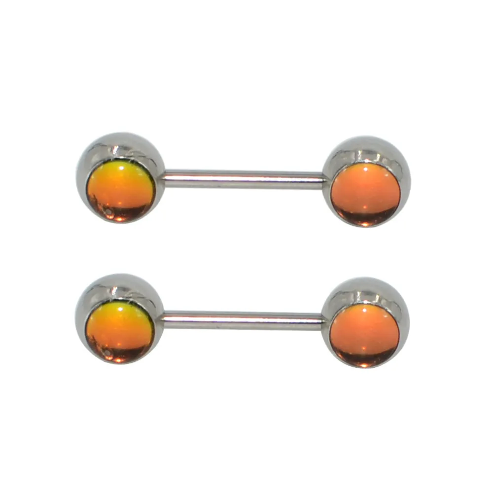 3 stks tepel ring barbell body piercing tong studs sieraden knipperende staaf buitenste draad 14G roestvrij staal gecoat recht