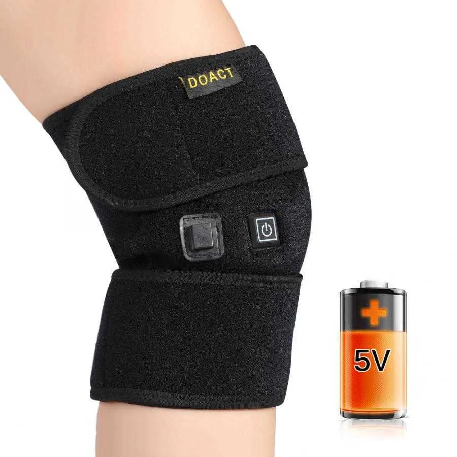 Ginocchiera elastica Cavo USB Riscaldamento elettrico Ginocchiera Wrap Terapia Artrite Alleviare il dolore Supporto il ginocchio Protezione Brace Band Q0913