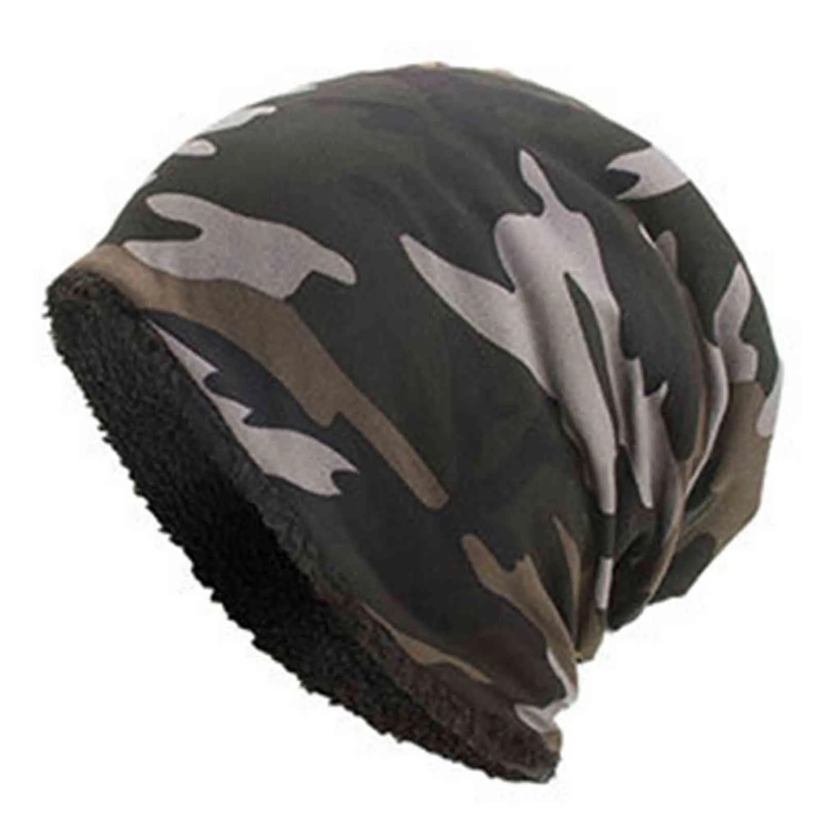 Vinter varm stickning beanie hatt män slouchy camouflage beanie unisex vinter varm bomull camo stickade skidkapes utomhus varm y21111