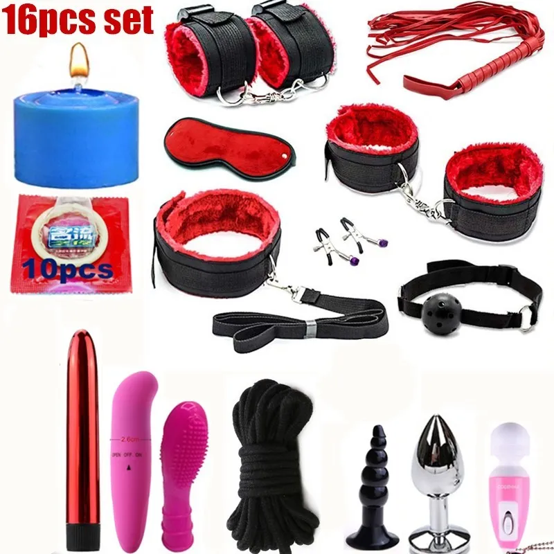 fetish adulto SM sesso amore gioco giocattolo kit coppie donne bondage set di restrizioni manette frusta capezzoli morsetti vibratore