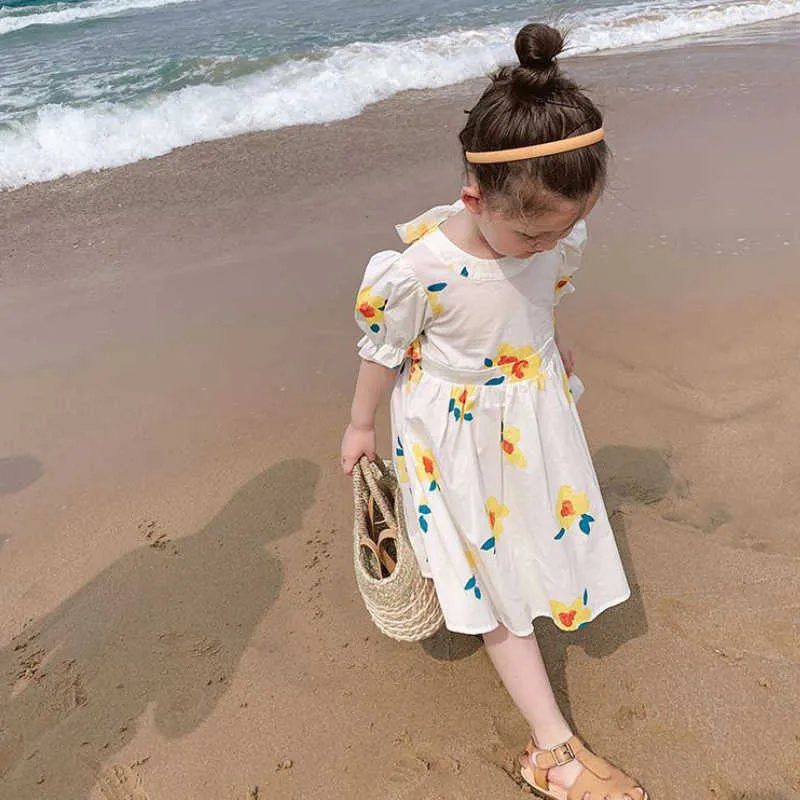 Ropa para niñas vestido dulce bebé fiesta de cumpleaños ocio vacaciones junto al mar vestidos de playa 2-7 años Beibei moda calidad ropa infantil Q0716