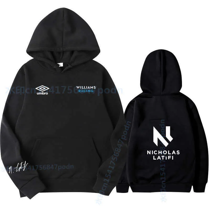 2021 outono inverno fórmula 1 piloto nicholas latifi f1 williams equipe corridas fãs hoodie equipe homens / mulheres hoodies grandes h0831