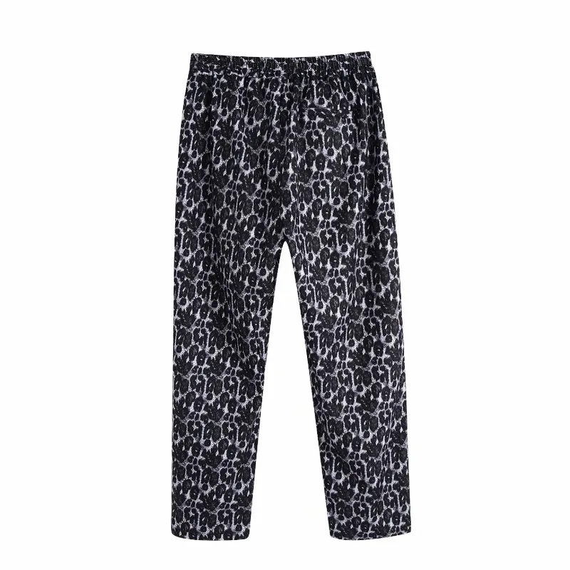 Winter Women Leopard Print Straight Pants Casual Lady Simple Loose Trousers P1939 210430