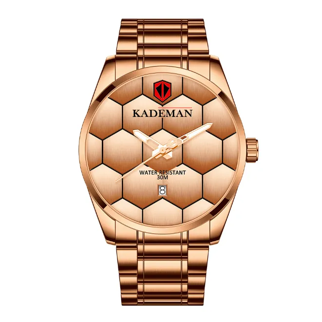 KADEMAN marque haute définition lumineux hommes montre Football Texture Quartz calendrier montres loisirs simple en acier inoxydable Masculin298h