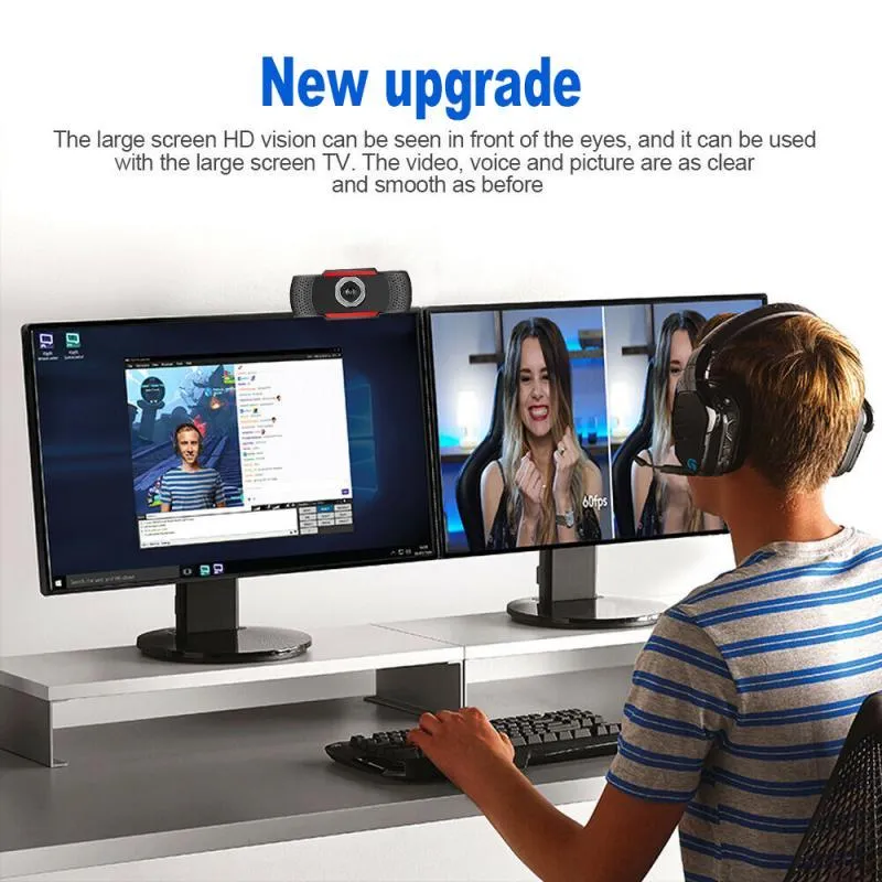 Webcam Full HD 1080P, Microphone intégré à réduction de bruit, lentille en verre de qualité supérieure, caméra USB, livraison rapide