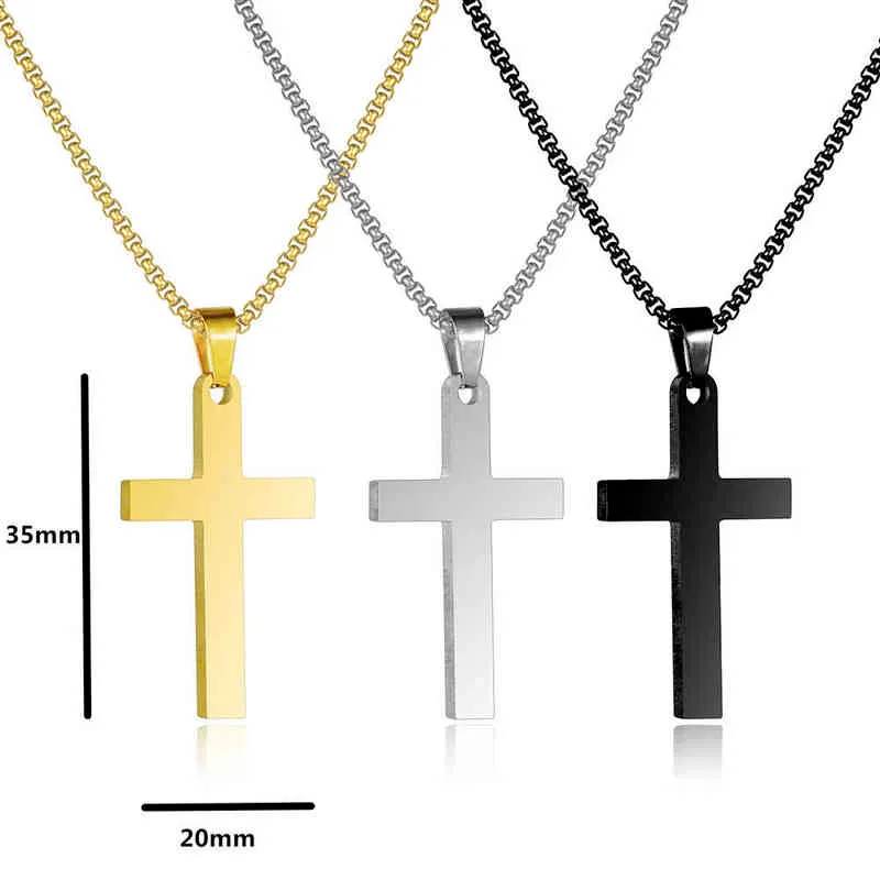 Classique Croix Collier Hommes En Acier Inoxydable Argent Noir Or Chaîne Pendentif Collier Pour Hommes Bijoux Cadeau G220310