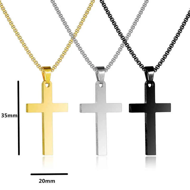 Klassische Kreuz Halskette Männer Edelstahl Silber Schwarz Gold Kette Anhänger Halskette Für Männer Schmuck Geschenk G220310