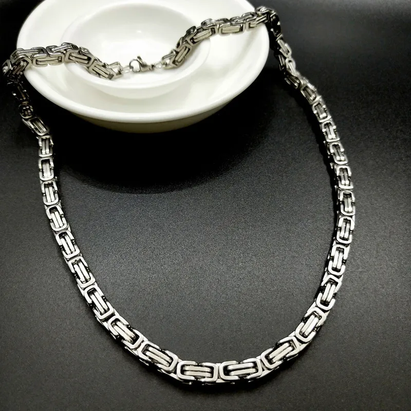 Hip Hop Tennis Loop Chain Men Men Titanium Steel Necklace Jewelry Byzantine Imperial4239290