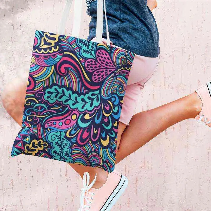 NXY Shopping Tassen Bolso de Lona Con Estampado Mandala Para Mujer Bolsa Hombro Bonita Een informele Ecolgico Reuteilable 0209