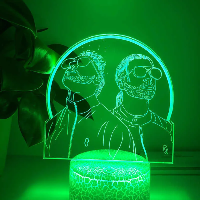 3D LED Night Light French Rap Group PNL Home Decor Bedroom Cartoon Table Changing Touch Lamp For Fans Gifts Light H0922