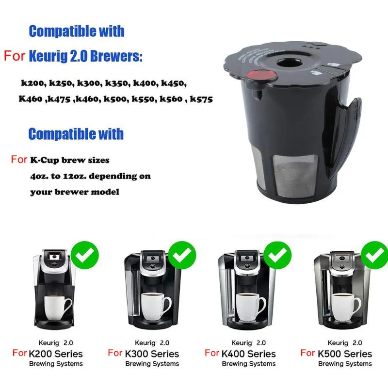 Фильтры для кофе, 1 шт., многоразовый фильтр-сетка для Keurig 2 0 My K-cup K200 K300 K400 K500 K450 K575, аксессуары для пивоваров 256S