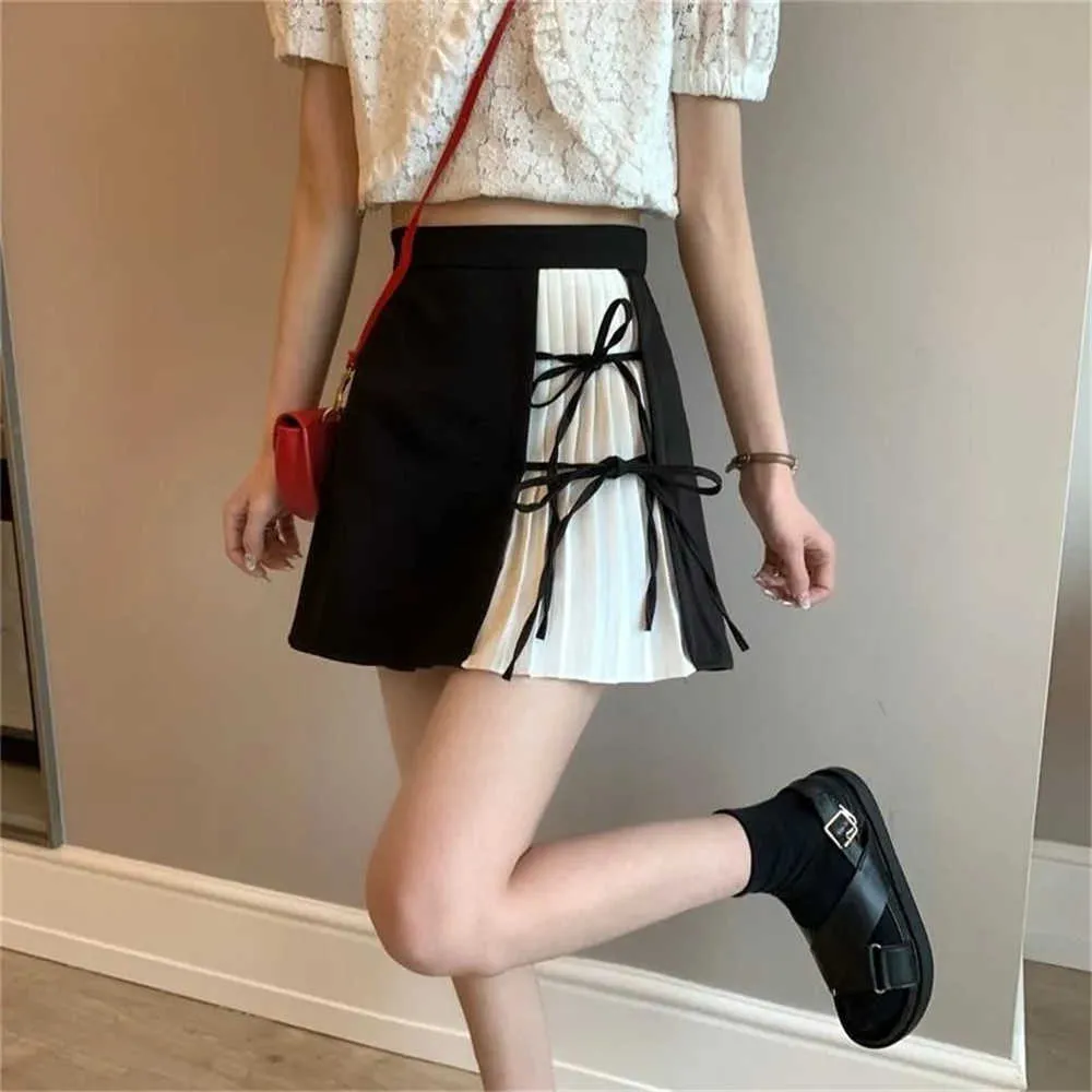 Plus Size 4XL Mini Pleated Skirt Women Summer High Waist A-Line Short Skirt Student Stitching Black Pink Simple Streetwear 210619