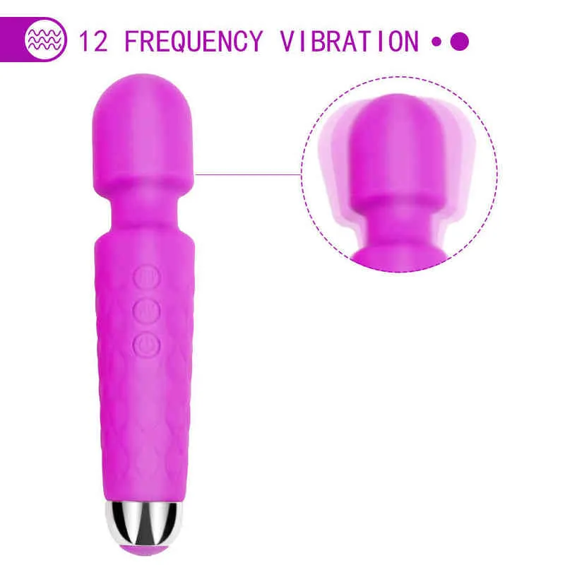 NXY Vibromasseurs Homme Nuo Vitesse Réglable Big Av Vibromasseur Baguette Magique Masseur Clitoris Stimulateur Sex Toys pour Femme Usb Charge Produits de Sexe 0105