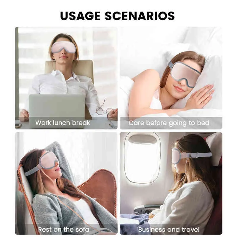 3D-uppvärmd ögonmask Electric Portable Massager Blindfold USB Sova Dry S Blepharitis Fatigue Relief Protection 220208