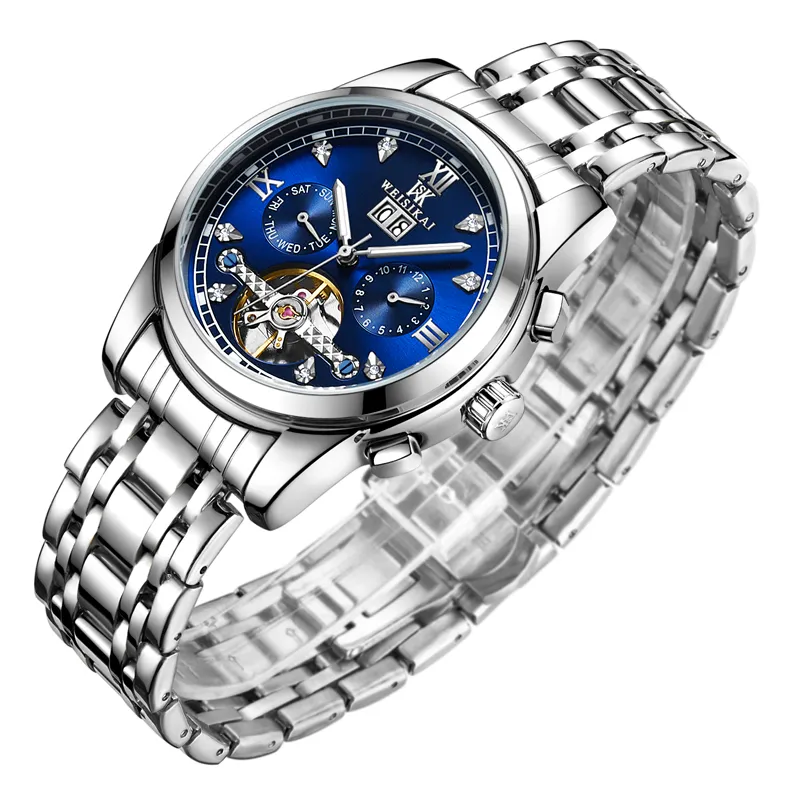Montre automatique étanche pour hommes, montre-bracelet mécanique de luxe en cristal saphir, en acier tungstène, 282G