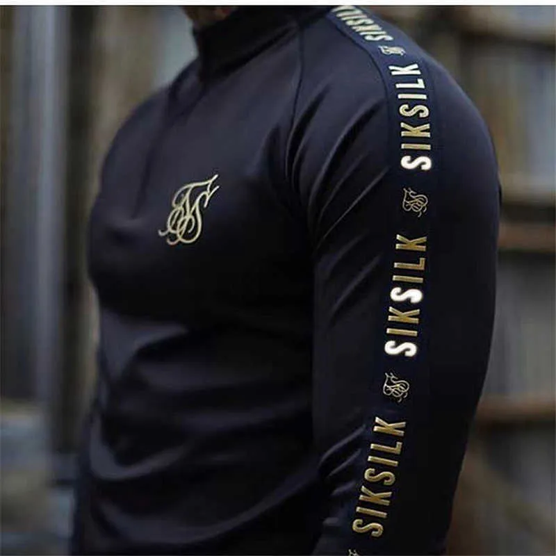 Spain Shirts Men Sik Silk T Shirt Men Hip Hop Streetwear Silk Gyms Man's Shirt Fitness Sweatshirt Siksilk Male T-shirt P0806