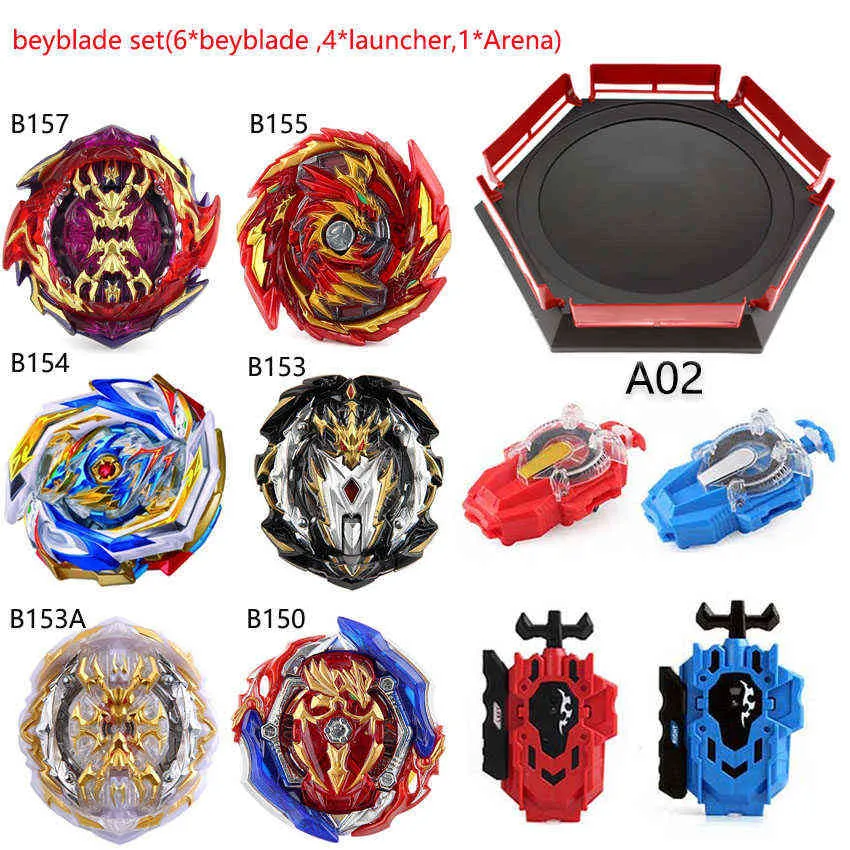Topp Beyblades Brey Bey Blade Toy Metal Funsion Bayblade Set Arena med Launcher Plastic Box B167 B164 B163 Toys for Children