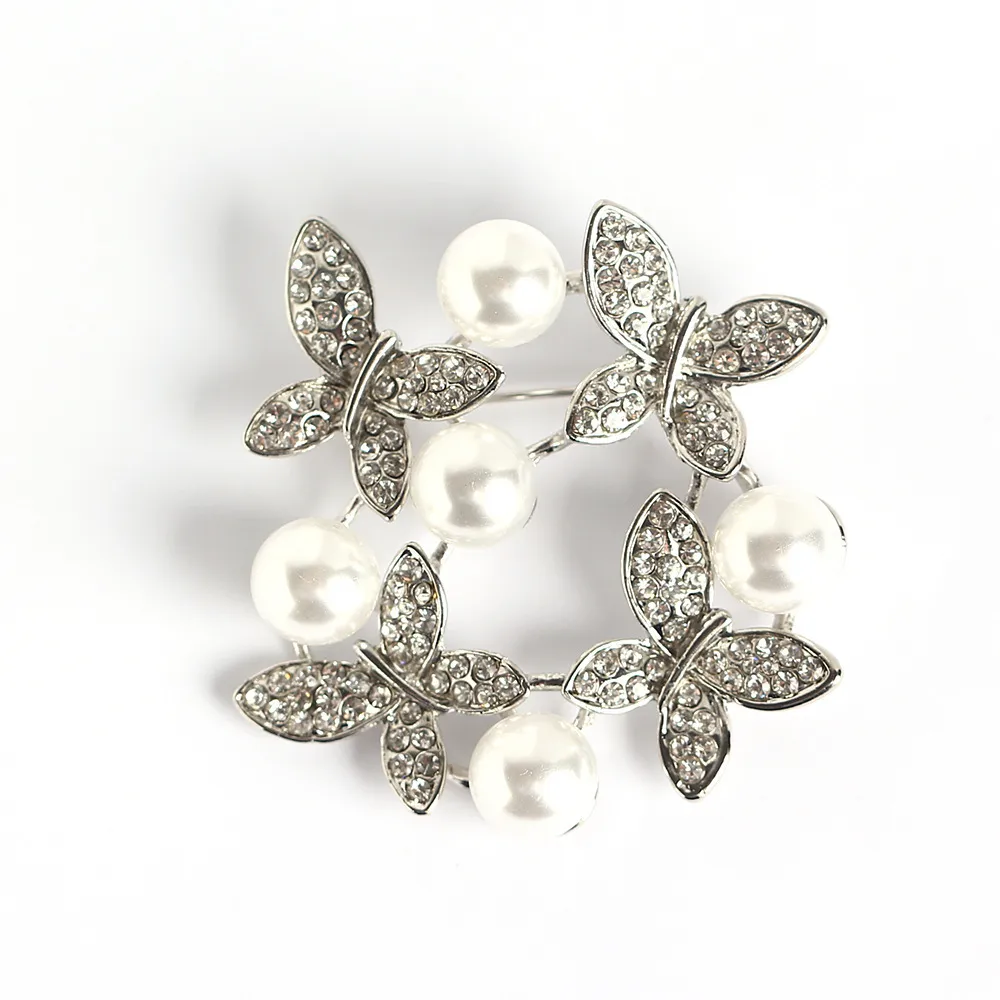 Mode luxe fleur perle broche femmes hommes papillon fleurs costume broche accessoires bijoux broche cadeau