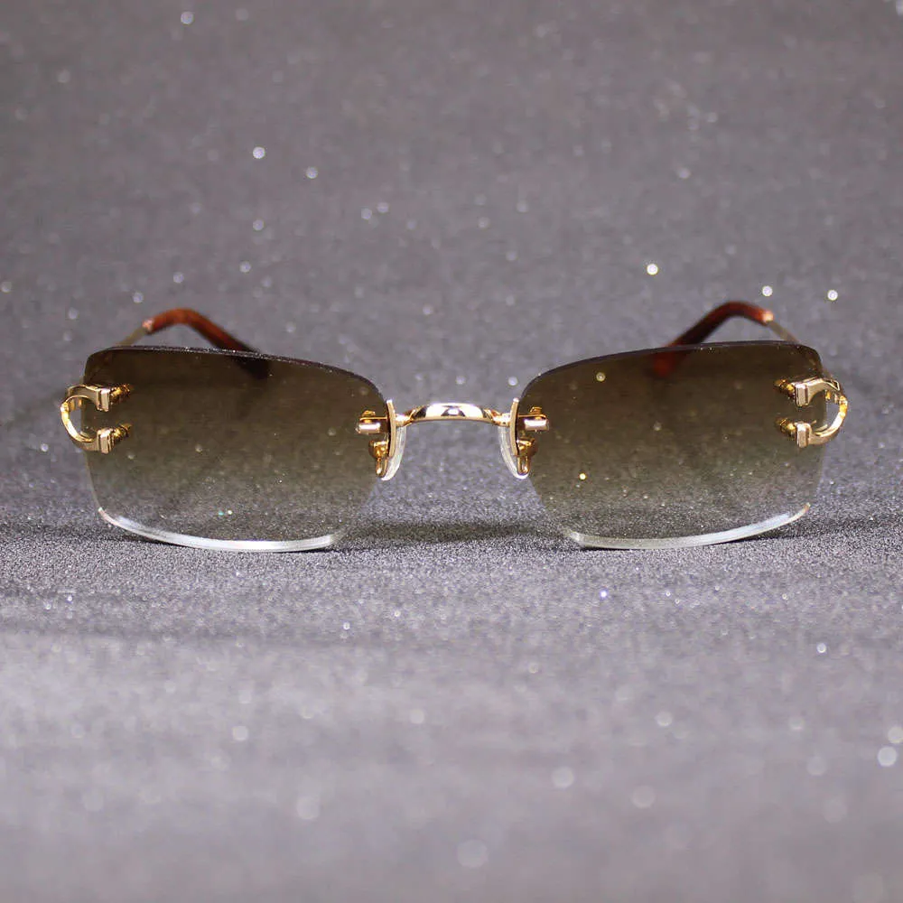 Lunettes de soleil sans bord pour hommes et femmes Cadre de lunettes de soleil de luxe avec lentilles colorées Classic Eyewear Gafas de Sol2550489