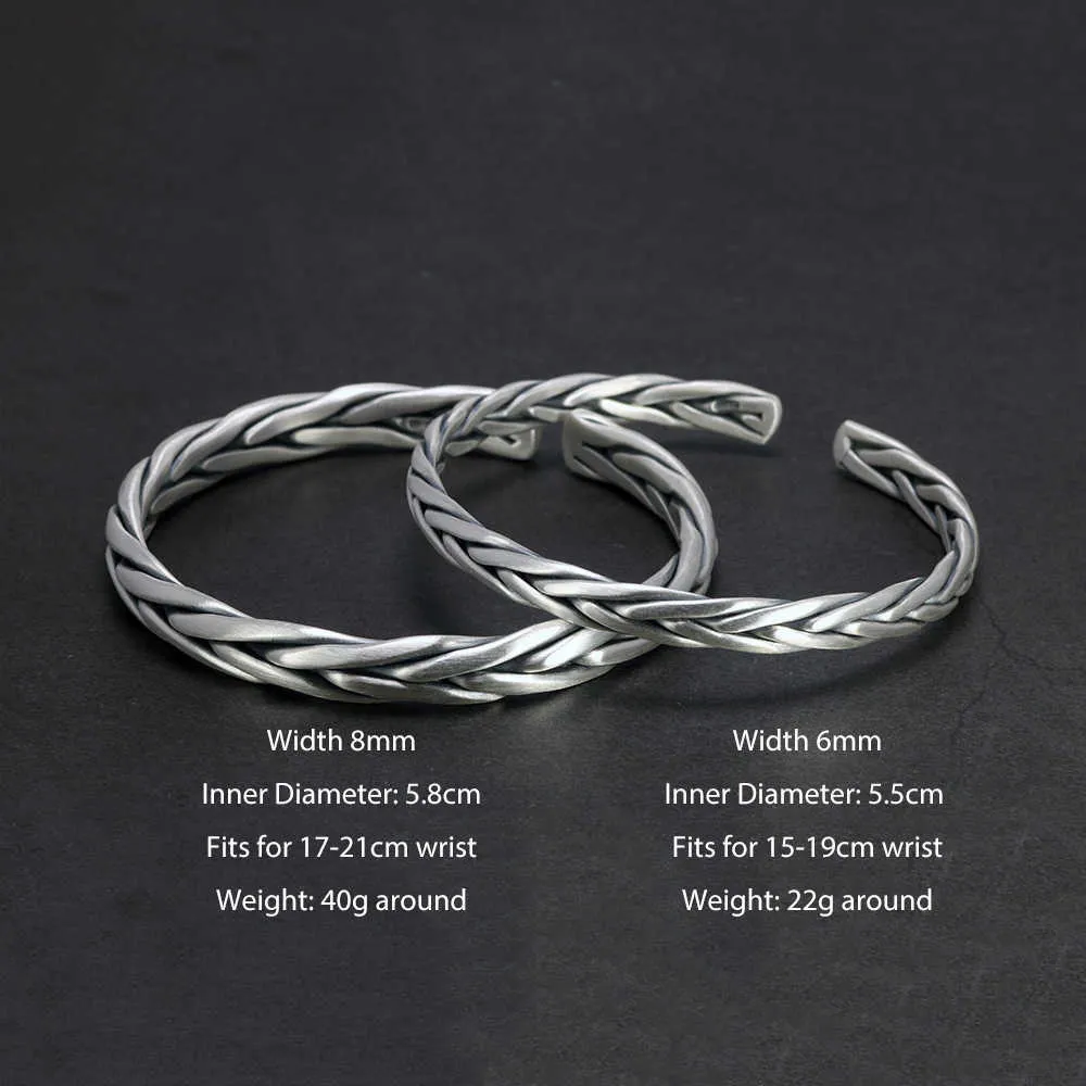 Heavy Solid 999 Pure Silver ed Bangles Mens Sterling Silver Bracelet Vintage Punk Rock Style Armband Man Cuff Bangle G0916283E