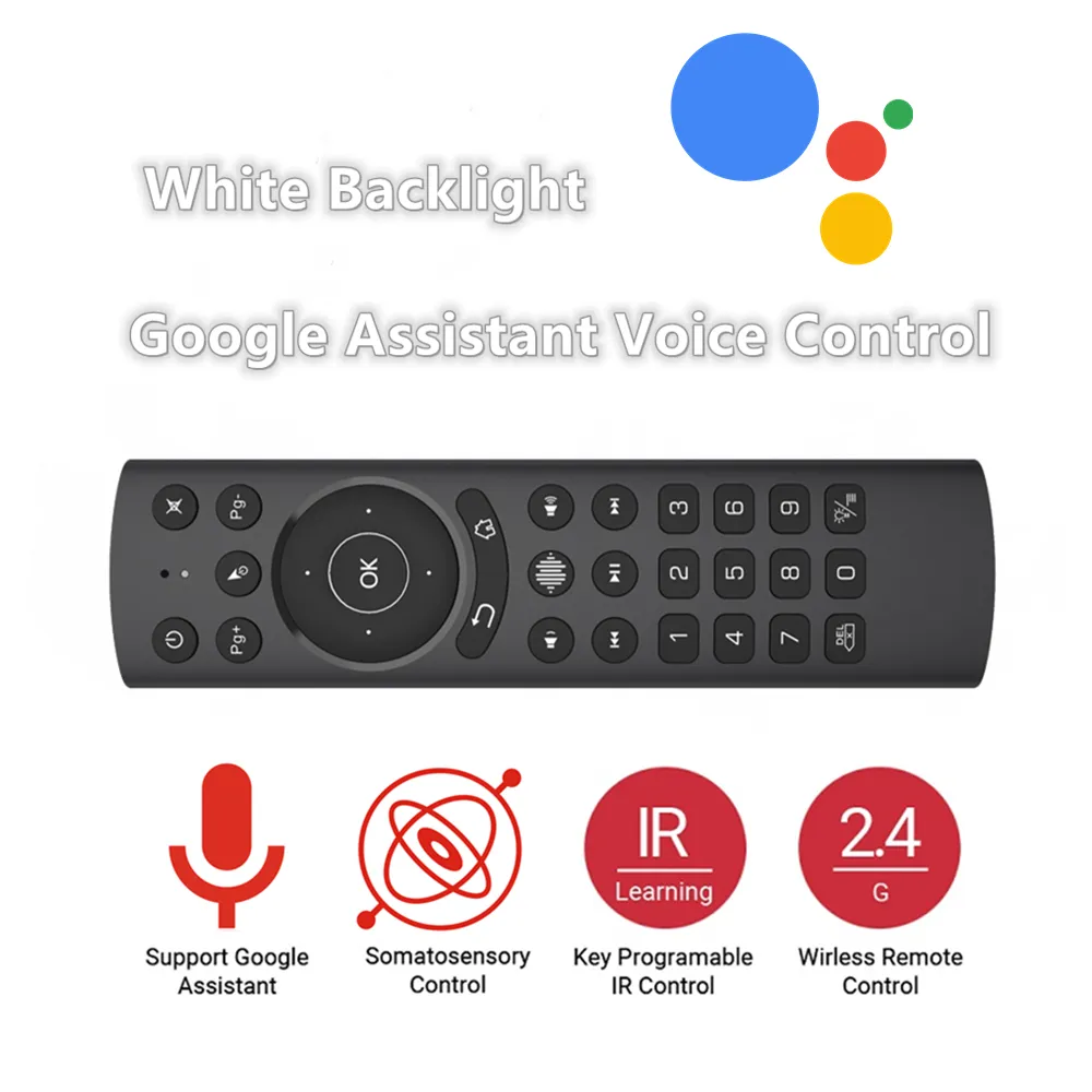 Telecomandi G20S Pro Voice Giroscopio Smart Air Mouse retroilluminato Apprendimento IR Telecomando Google Assistant X96 MAX Android TV BOX