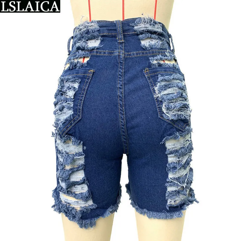 Pantaloncini di jeans strappati alla moda da donna con fori Sexy Clubwear Abbottonatura Cerniera Arrivo Casual Donna 210515