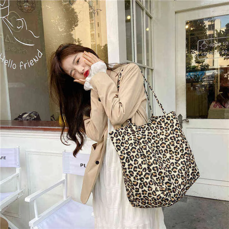 Borse la spesa Borsa a tracolla leopardata stile coreano Donna Borse in tessuto di tela di nuova moda Borsa a tracolla modello ZebraDog da donna le donne 2020 Bolsas 220310
