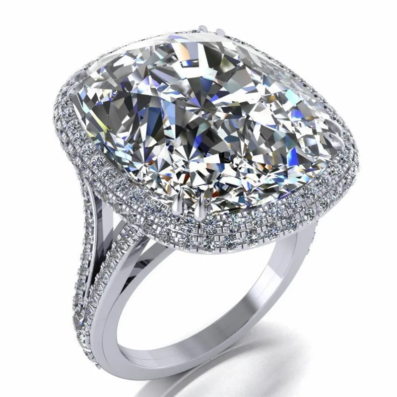 2021 grande anel de casamento diamante espumante jóias luxo forma almofada 5a zircão alta qualidade pomba ovo pedras preciosas eternidade feminino en297r