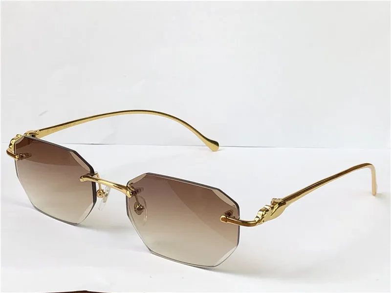 selling vintage sunglasses irregular rimless 5634295 diamond cut glasses retro animal temples fashion avant-garde design uv400 lig2012