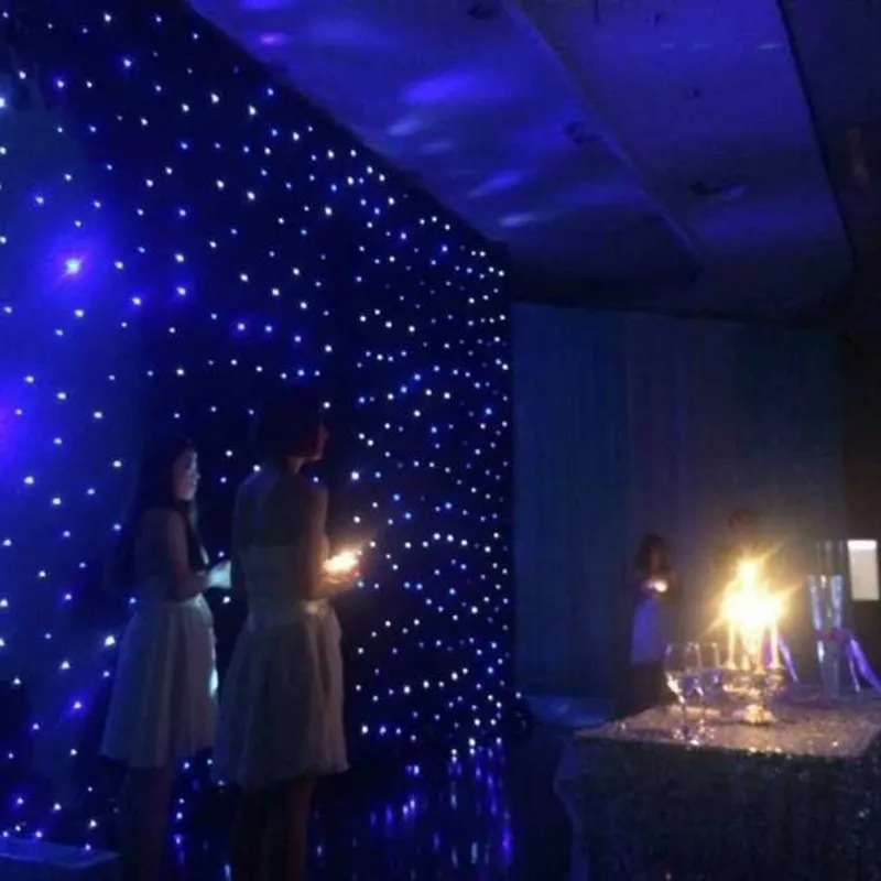 Rideau étoile LED de couleur bleu-blanc 3x6m, décoration de fête, tissu d'arrière-plan de scène avec contrôleur d'éclairage DMX512 pour événement de mariage 256n