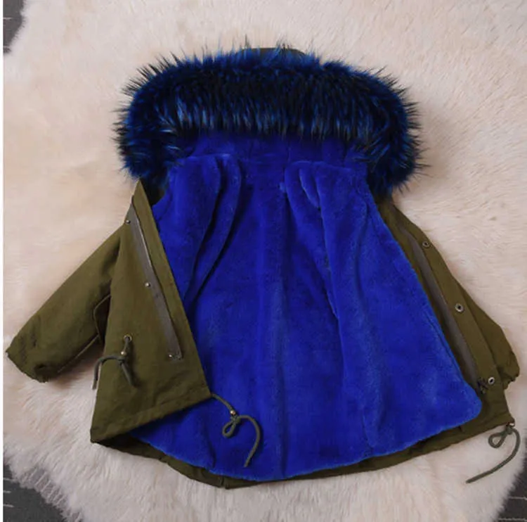Big Fur Collar Hooded Parka Jacket Winter Warm Fleece Lined Thick Puffer Coats for Kids Outwear Boys Girls Outdoor Coats Tops Boutique Clothing G986VLK