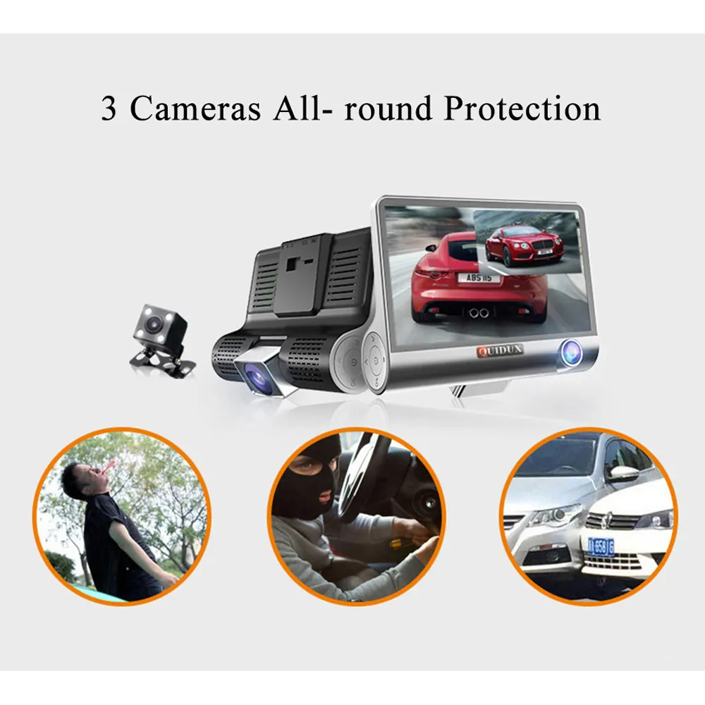 Auto DVR 3 s 4,0 Zoll Dual Objektiv Rückfahrkamera Video Recorder Auto Registrator Dvrs Dash Cam Kameras