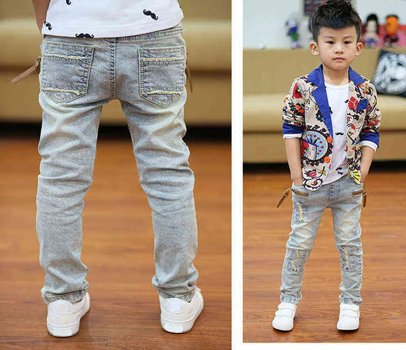 4-11Y meninos slim jeans straight verão clássico luz cor fundos infantil denim longa calças crianças bebê menino casual g1220