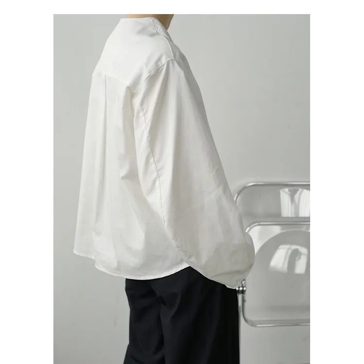 IEFB /メンズウェアニッチホワイトシャツのための男性の春の短いスタイルのバブルスリーブ特大プルオーバークールシャツ男性9Y3373 210524