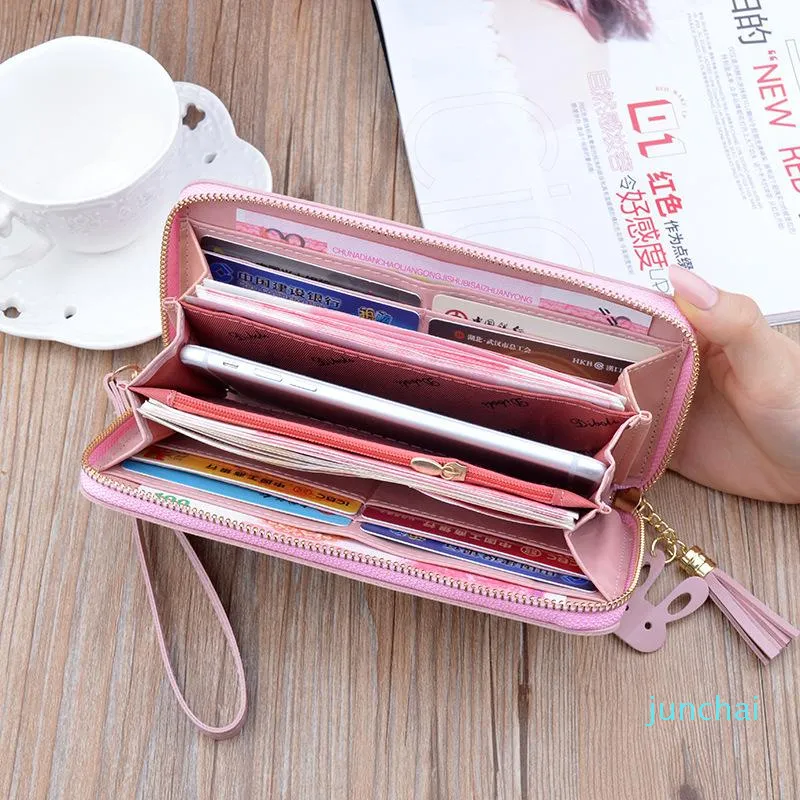 Designer-Wallets Zipper Tassel Checked Wallet Ladies Long With Large Capacity Mobile Phone Bag267P