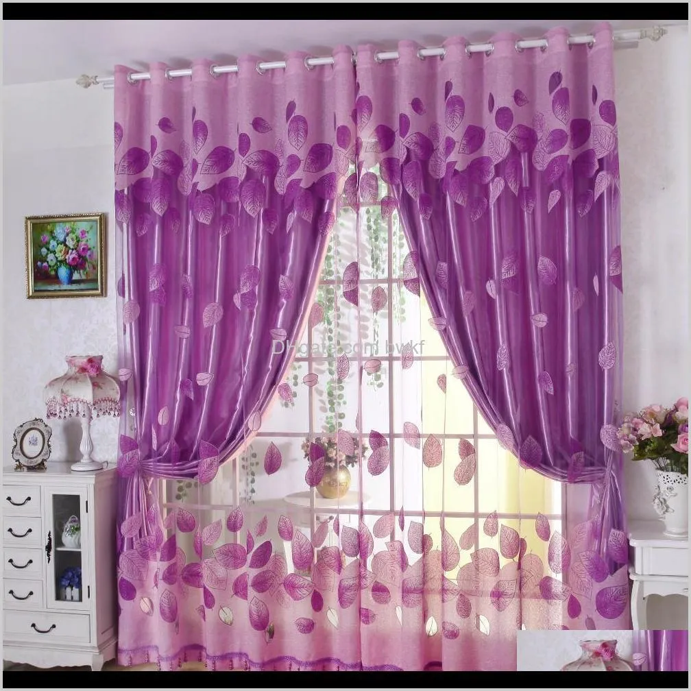 luxury modern leaves designer curtain tulle window sheer curtain for living room bedroom kitchen window screening panel