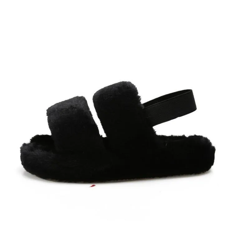 Пушистые тапочки меховые слайды для женщин из искусственных меховых ползунок в помещении обувь для женщин ремень ботинки женские повседневные дома плоская зимняя обувь 922