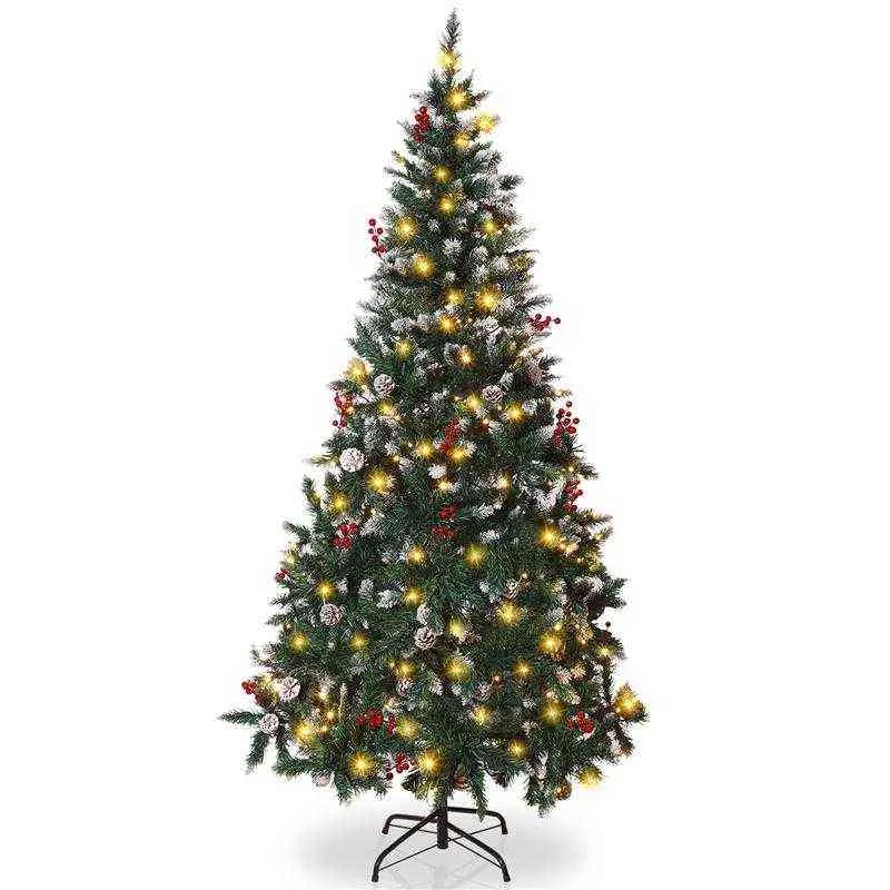 1,8 m arbre de Noël avec LED Light Light Artificial Christmas Trees décorations de Noël pour la maison NAVIDAD 2021 avec bouchon de l'UE G0911