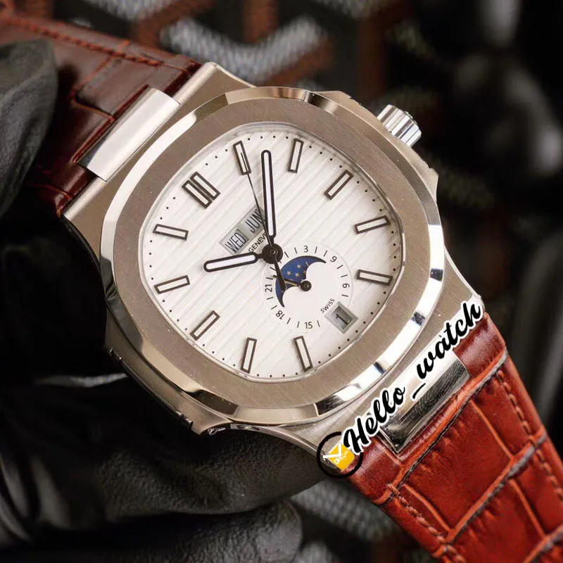 40 мм YR 5726A-001 Спортивные часы Годовой календарь 5726 Cal 324 S QA Автоматические мужские часы Черный текстурированный циферблат Стальной корпус Кожаный Stra323S