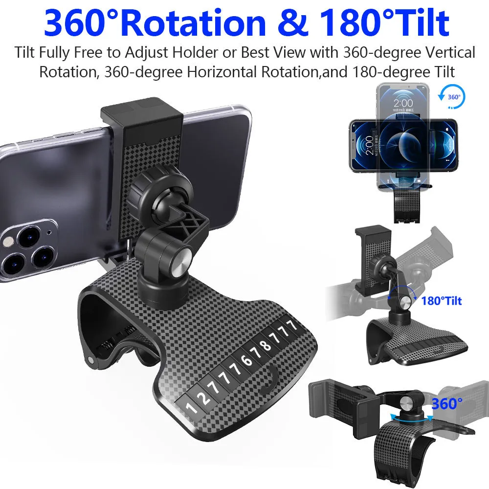 Cell Holder 360 Degree Rotation Dashboard Clip Mount Car Phone Stand Compatible 11/ 12 Pro Max XS
