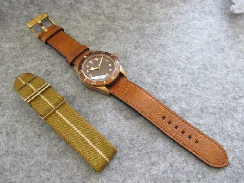Bracelet Nato 43mm Boîtier en bronze Montre homme âgé automatique 2824 mouvement 79250BB montre-bracelet en cristal saphir V4 de qualité supérieure décontracté 2134